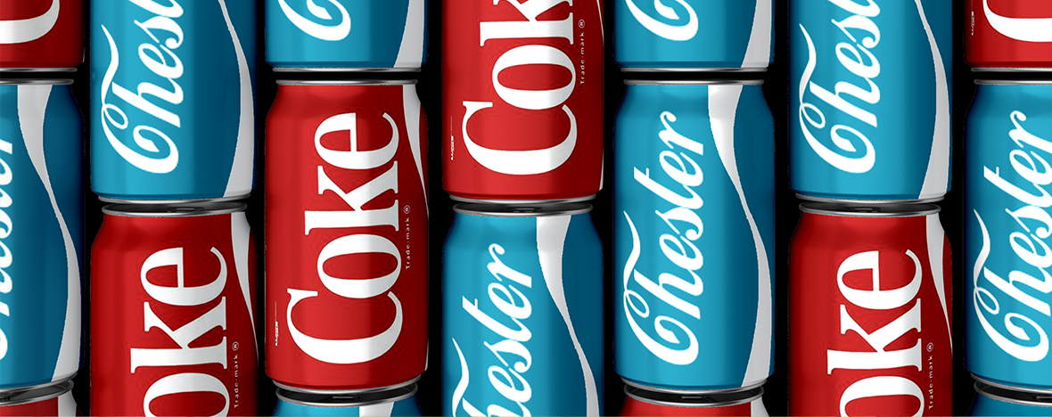 Coke Chester Soda Cans - Branding Services