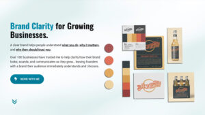 Promotional graphic for brand clarity featuring a beer-themed mood board with bottle labels and color palette swatches